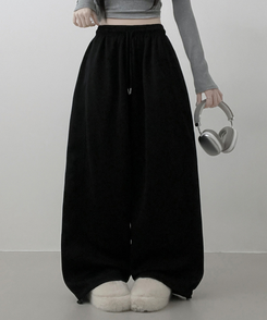 4계절팬츠옆절개와이드핏사이드스냅트레이닝롱팬츠 블랙