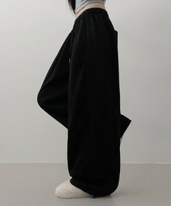 4계절팬츠옆절개와이드핏사이드스냅트레이닝롱팬츠 블랙