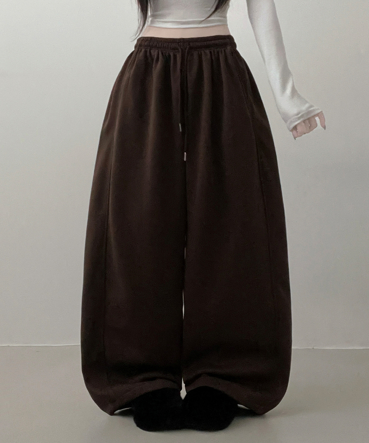 4계절팬츠옆절개와이드핏사이드스냅트레이닝롱팬츠 브라운