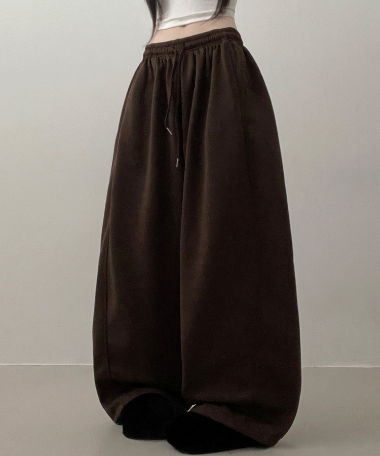 4계절팬츠옆절개와이드핏사이드스냅트레이닝롱팬츠 브라운