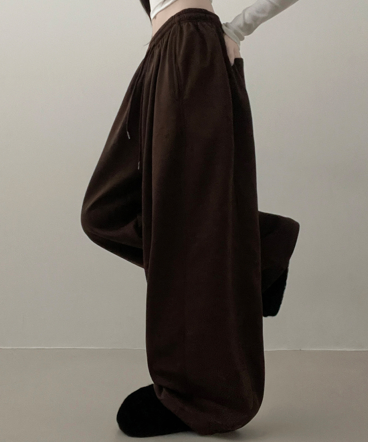 4계절팬츠옆절개와이드핏사이드스냅트레이닝롱팬츠 브라운