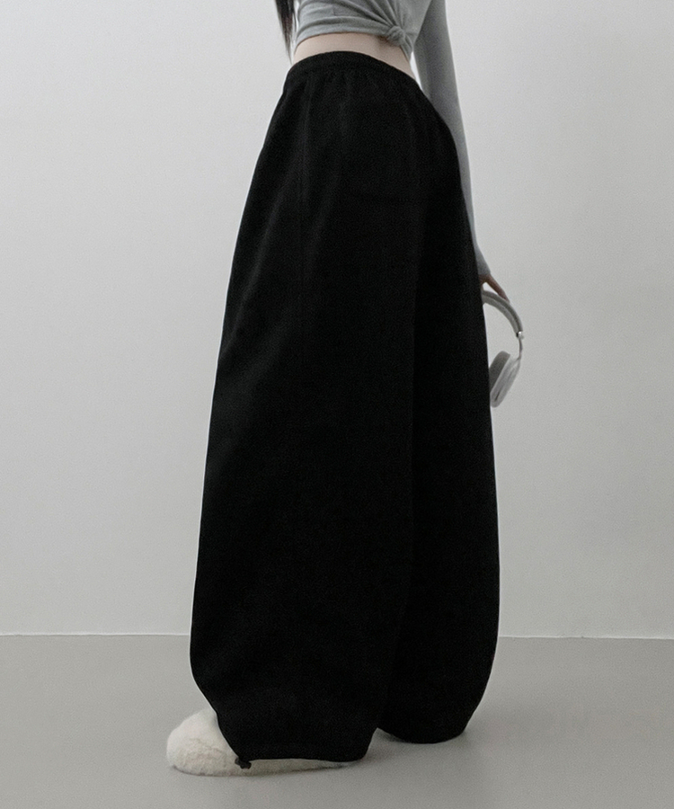 4계절팬츠옆절개와이드핏사이드스냅트레이닝롱팬츠 블랙