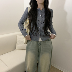 ドットラウンドニットカーディガン GREY