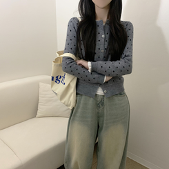 ドットラウンドニットカーディガン GREY