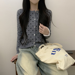 ドットラウンドニットカーディガン GREY