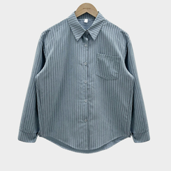 셔츠에 니트숄은 덤으로코디뚝딱 스트라이프 셔츠 니트숄 세트