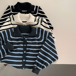 밑단 똑 잡아주는 잘록핏배색 단가라 크롭 니트 가디건