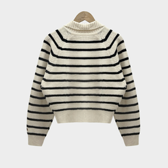 밑단 똑 잡아주는 잘록핏배색 단가라 크롭 니트 가디건