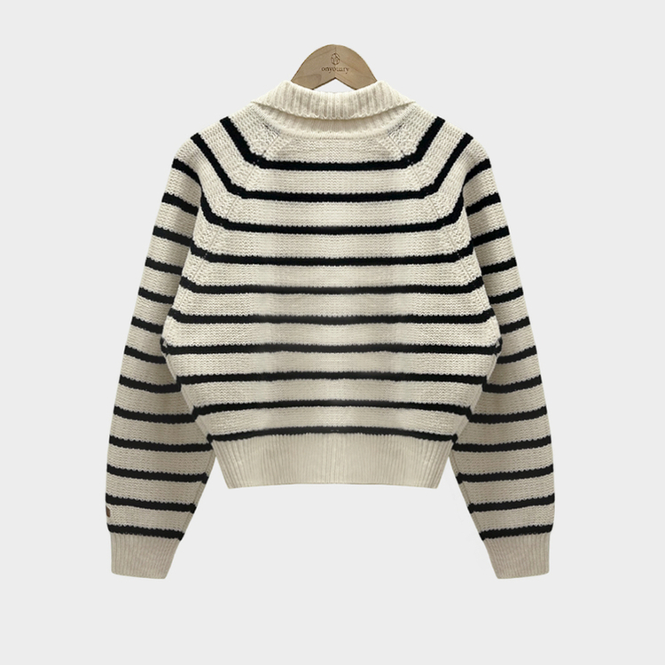 밑단 똑 잡아주는 잘록핏배색 단가라 크롭 니트 가디건