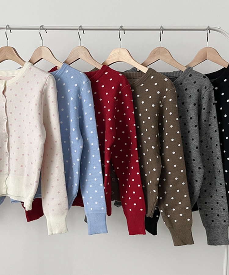 솝라운드 도트 니트 가디건