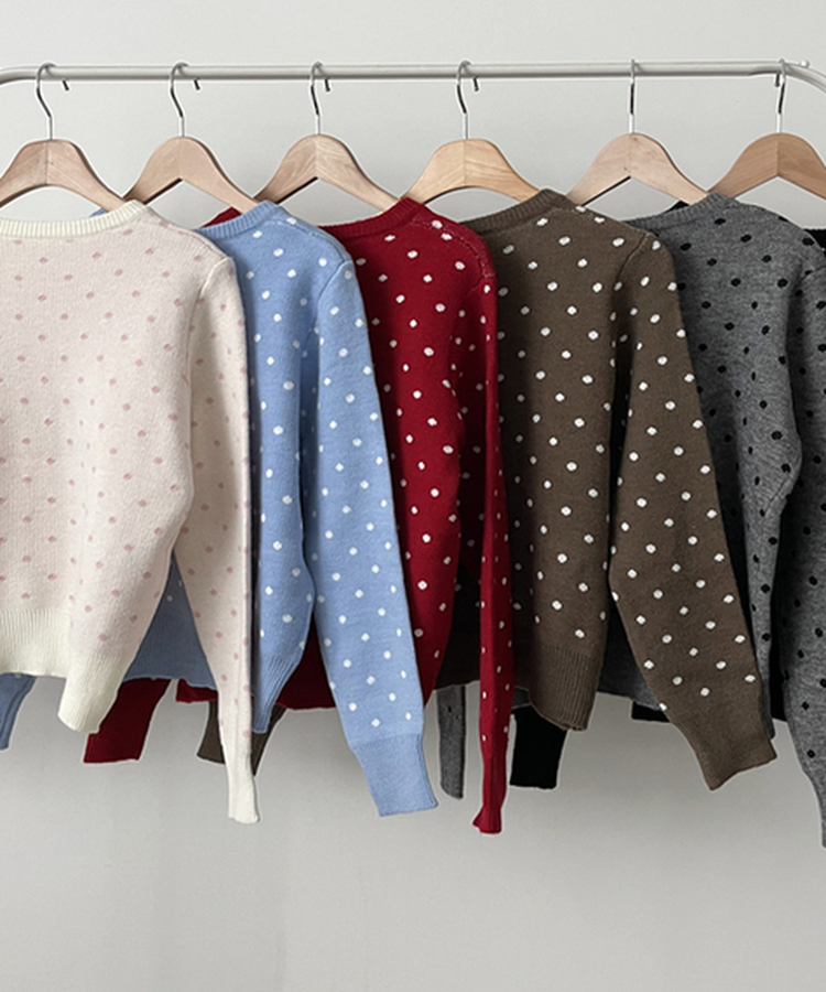 솝라운드 도트 니트 가디건