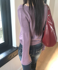 レザーレオパードショルダーバッグ BURGUNDY