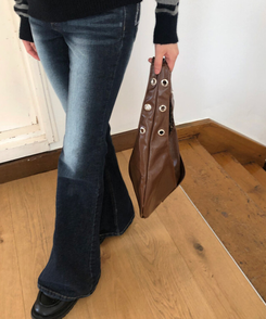 レザーレオパードショルダーバッグ BROWN