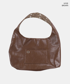 レザーレオパードショルダーバッグ