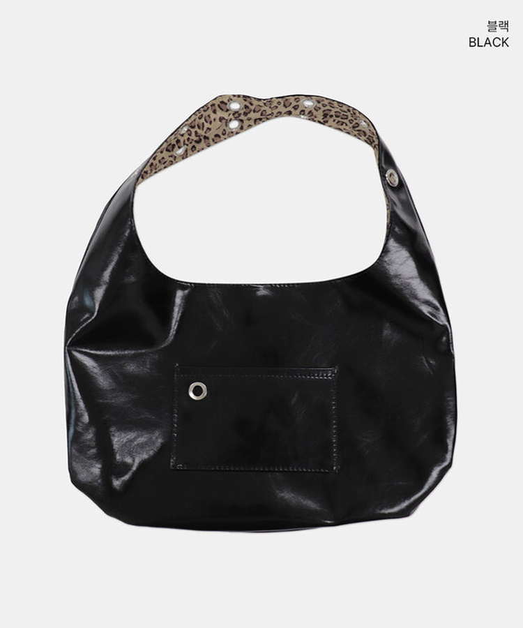 レザーレオパードショルダーバッグ