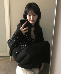 ドットカーディガン BLACK