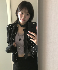 ドットカーディガン BLACK