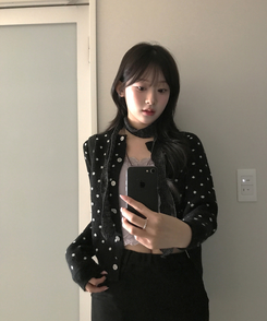 ドットカーディガン BLACK