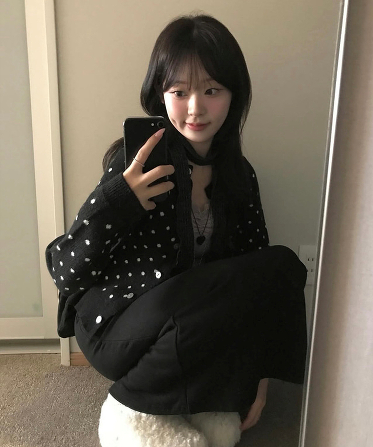 ドットカーディガン BLACK