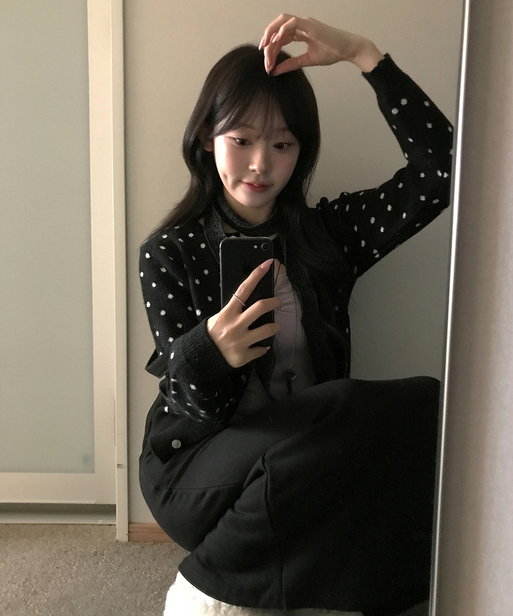 ドットカーディガン BLACK