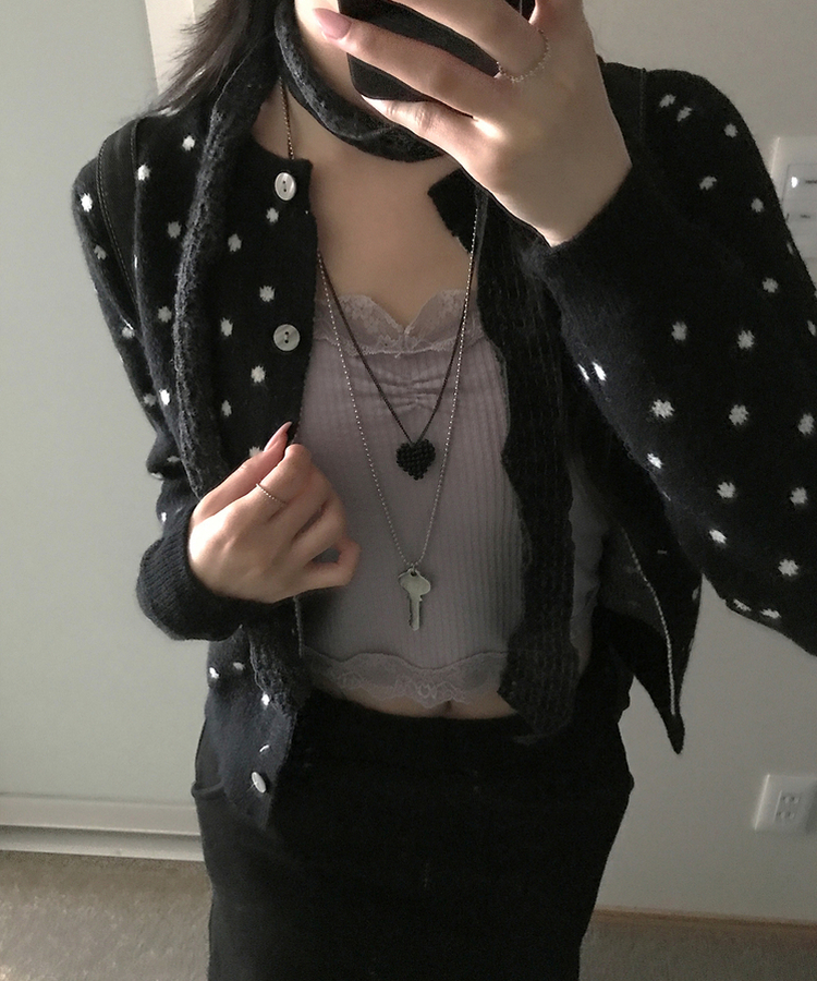 ドットカーディガン BLACK