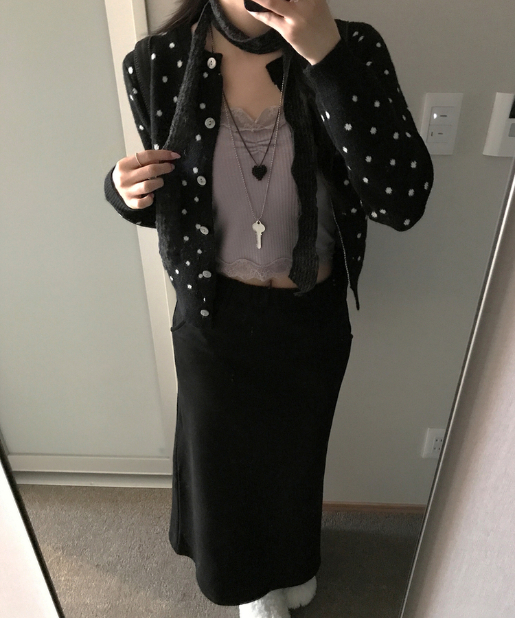 ドットカーディガン BLACK