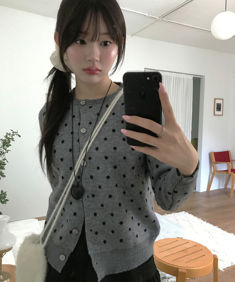 ドットカーディガン GREY