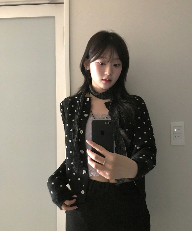 ドットカーディガン BLACK