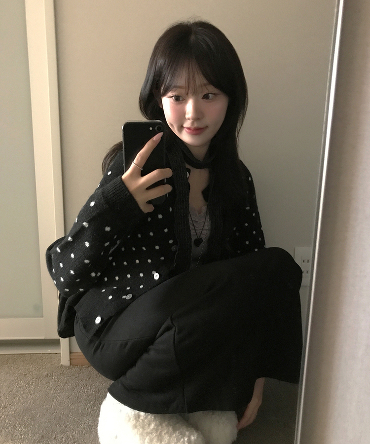 ドットカーディガン BLACK