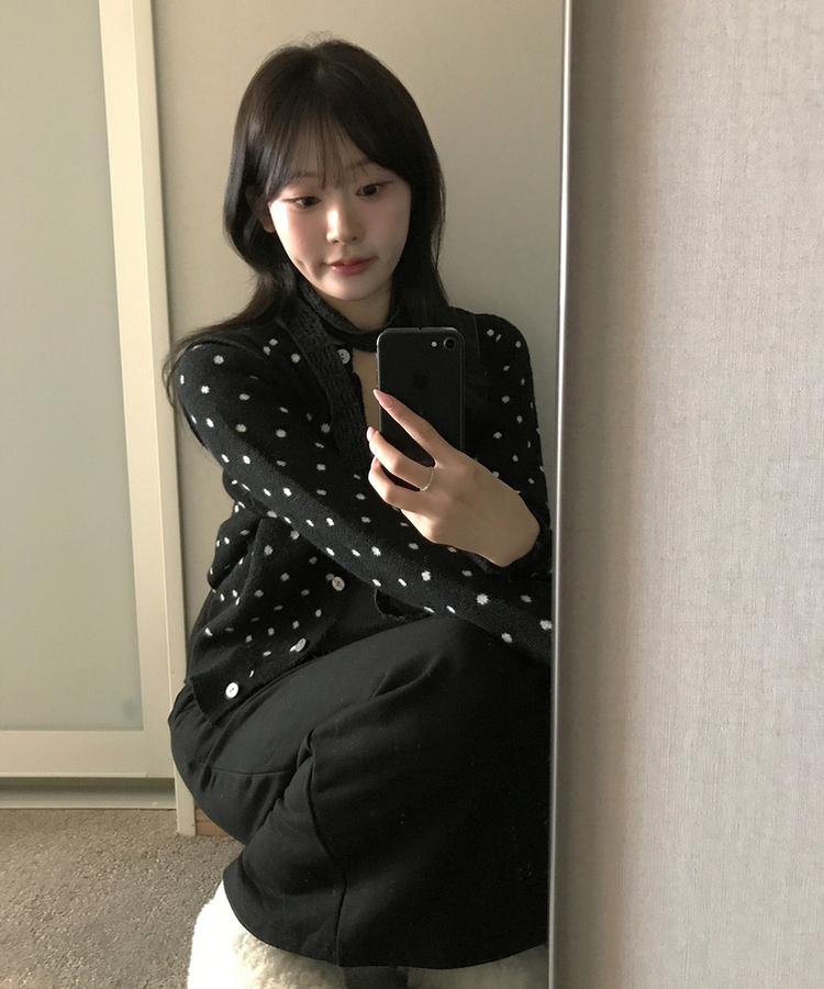 ドットカーディガン BLACK