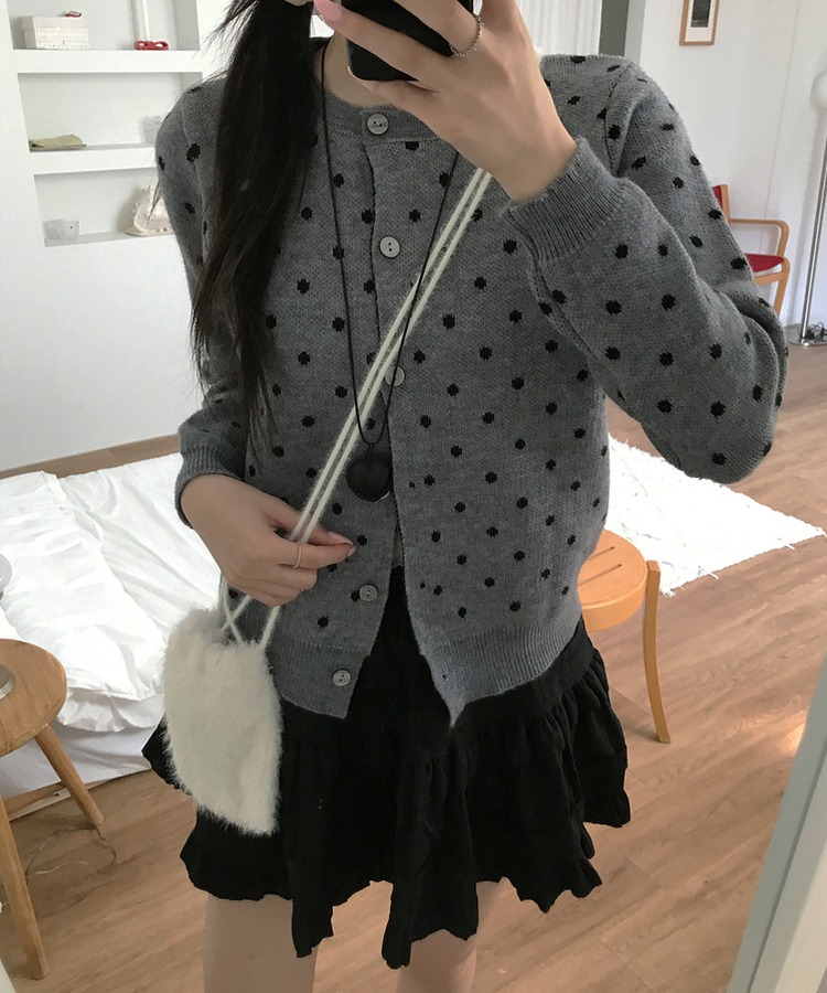 ドットカーディガン GREY