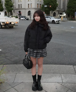 매듭 숏 웰론 패딩 점퍼 블랙