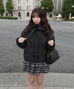 매듭 숏 웰론 패딩 점퍼 블랙