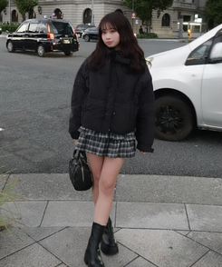 매듭 숏 웰론 패딩 점퍼 블랙