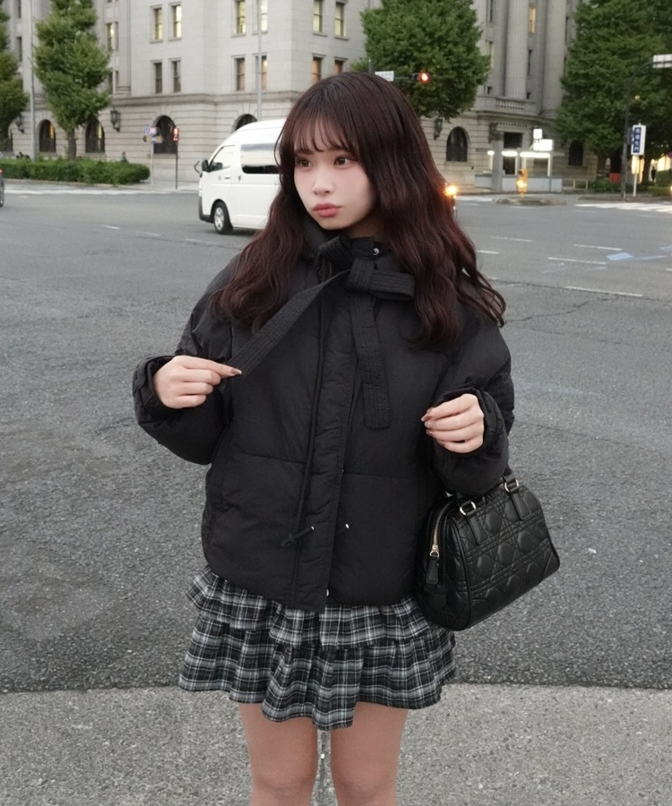 매듭 숏 웰론 패딩 점퍼 블랙