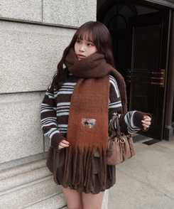 ストライプシャギーニット BROWN
