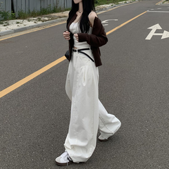 라운드 세미크롭 가을 겨울 니트가디건 빅사이즈 딥브라운