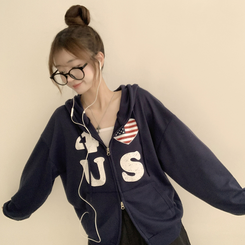 アメリカレタリングフードジップアップ(7color) NAVY
