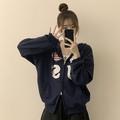 アメリカレタリングフードジップアップ(7color) NAVY