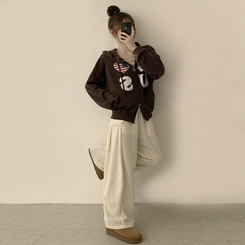 アメリカレタリングフードジップアップ(7color) BROWN