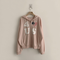 アメリカレタリングフードジップアップ(7color)