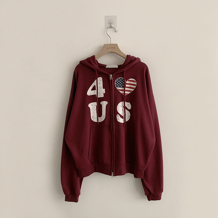 アメリカレタリングフードジップアップ(7color)