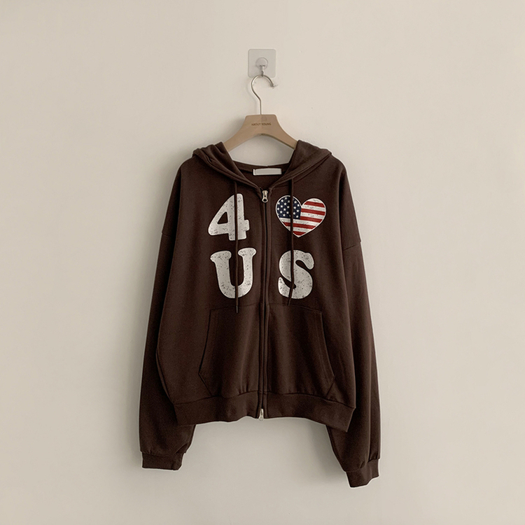 アメリカレタリングフードジップアップ(7color)