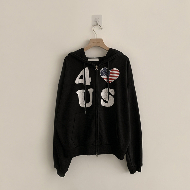 アメリカレタリングフードジップアップ(7color)