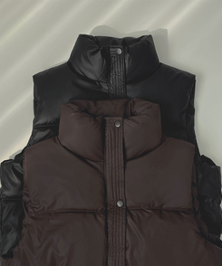 간절기 초겨울 하이넥 무광 조끼 패딩