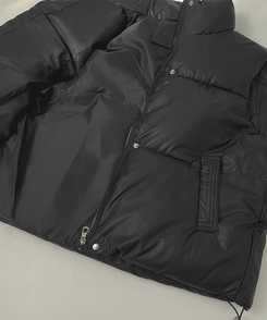 간절기 초겨울 하이넥 무광 조끼 패딩