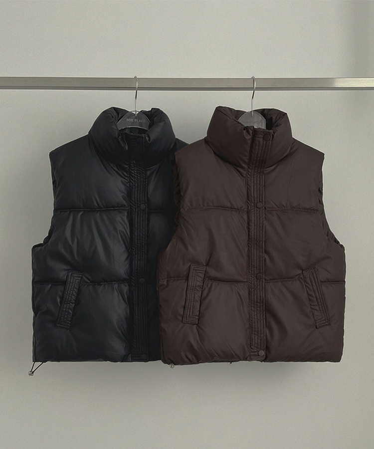 간절기 초겨울 하이넥 무광 조끼 패딩