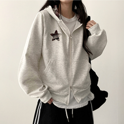 チェックスターフードジップアップ OATMEAL