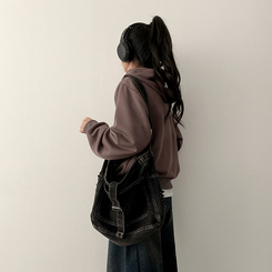 チェックスターフードジップアップ BROWN