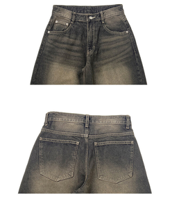 ビンテージウォッシングデニムワイドパンツ